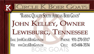 Circle K Boer Goats Business Card