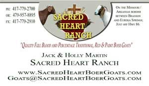 Sacred Heart Boer Goats Business Card